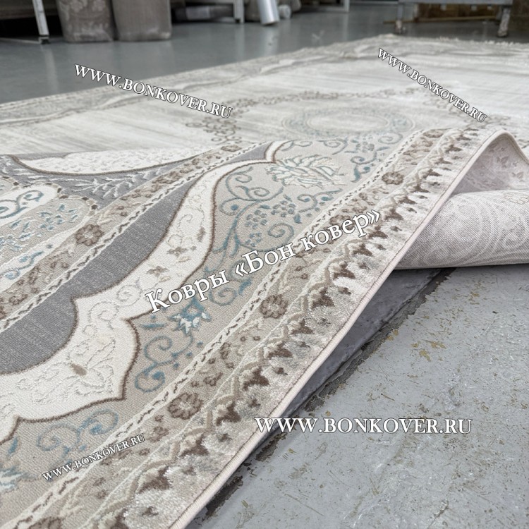 Ковер Турция Для Гостиной Дизайн 92 Серый с Голубым