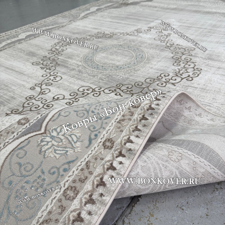 Ковер Турция Для Гостиной Дизайн 92 Серый с Голубым