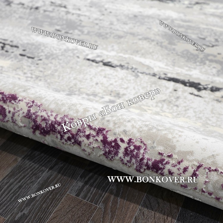 Круглый Ковер Для Гостиной Сиреневый С Серым Дизайн 30451